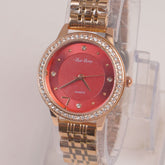 Rosegold Chain Womans Watch Red Dial